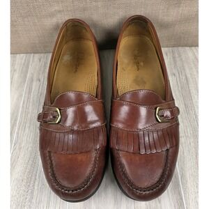 Vintage Cole Haan Men's Kiltie Monk Strap Fringe Brown Dress Shoes Loafers 11 D